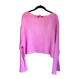 NWT Something Navy Silky Long Sleeve Cropped Top Size Medium